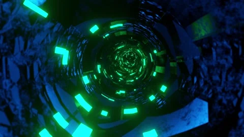 Circular animation with green lights in the middle of it. Infinitely looped anim Stock Footage 252349452