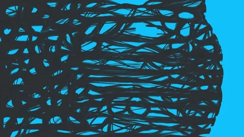Circular appearance of black woven lines texture on a blue background. Drawing Stock-Footage 334665134