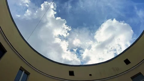 Circular Architecture Framing Blue Sky Clouds Time-Lapse Stock Footage 317628824