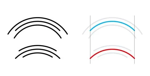 Circular arcs, optical illusion of different lengths Stock Illustration