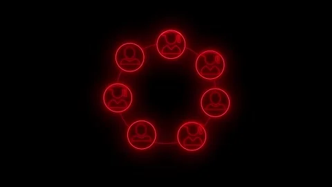 Circular arrangement of angry faces in red glow animation Видео 325257709