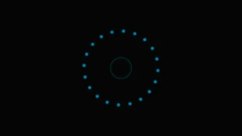 A circular arrangement of bright blue dots centered against a black backgroun 스톡 동영상 339615698
