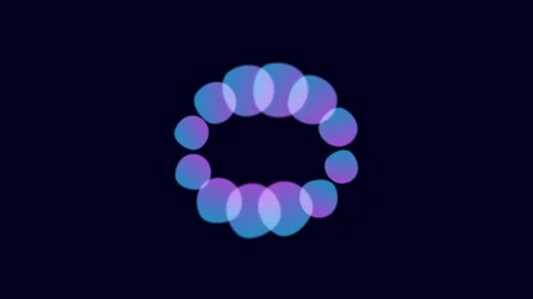 A circular arrangement of glowing blue and purple spheres on black backdrop Stock Footage 338311401