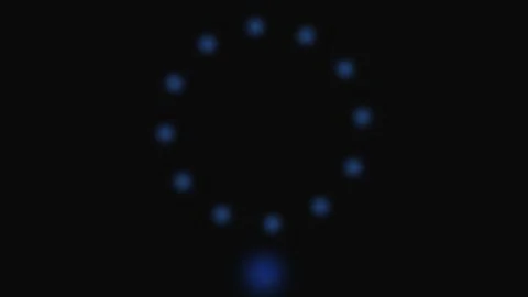 A circular arrangement of glowing blue lights against a dark black background Stock Footage 339617259