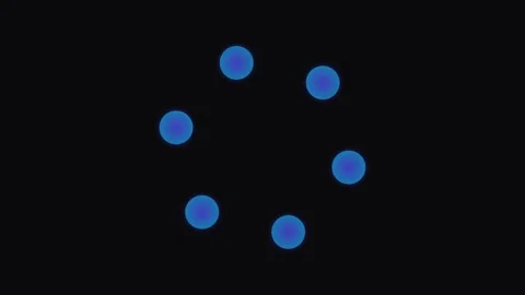A circular arrangement of glowing blue spheres on a solid black background Stock Footage 339617744