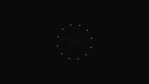 A circular arrangement of twelve blue dots isolated against a black backgroun Stock Footage 339617248
