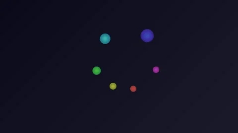 A circular arrangement of vibrant gradient spheres on a dark background Video stock 335118349