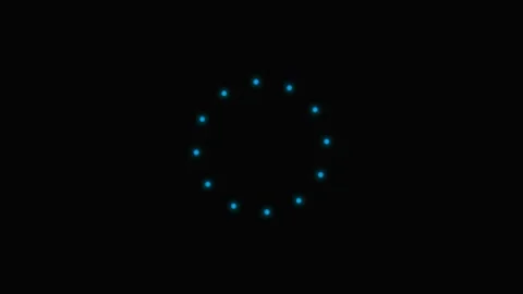 A circular array of glowing blue dots arranged on a deep black background Video stock 339618133