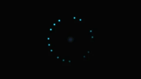 A circular array of glowing cyan dots arranged against a deep black backgroun Video stock 339617867
