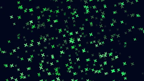 Circular array of glowing green stars on a dark background creates a mystical Vídeos de archivo 275591505