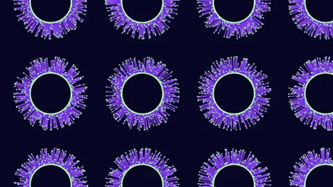 Circular array of glowing purple circles on black background 스톡 동영상 317109988