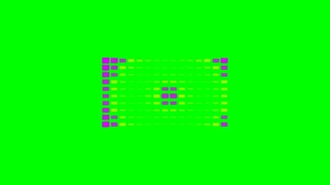 A circular array of vibrant purple and yellow squares on a green background Video stock 340903325