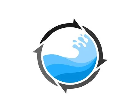 Circular arrow with abstract beach wave inside Illustrazione stock