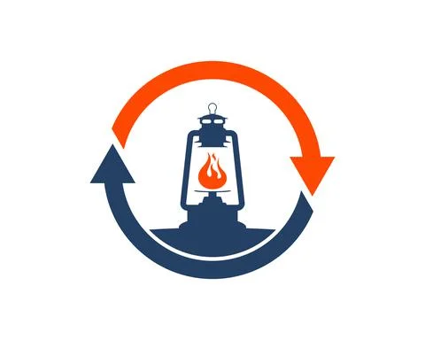 Circular arrow with ancient lantern inside Stock Illustration