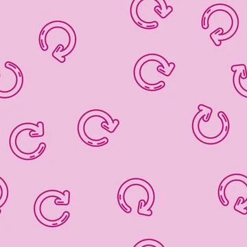 Circular arrow cyclic operation line vector seamless pattern Illustrazione stock