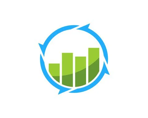 Circular arrow with financial arrow inside Stock Illustration