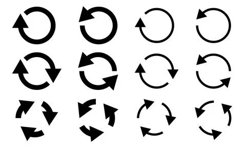 Circular arrow icon set on transparent background Illustrazione stock