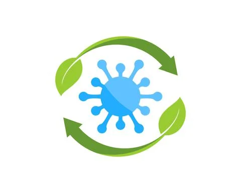 Circular arrow with leaf and virus symbol inside Stock Illustration