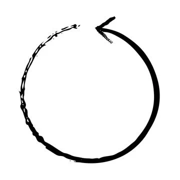 Circular arrow loop in counterclockwise grunge doodle design element Stockillustratie