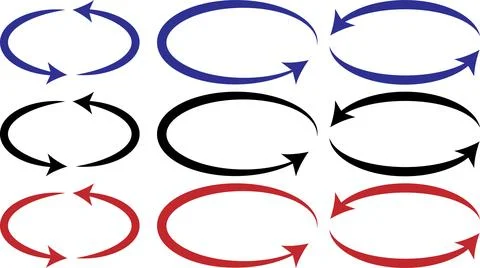 Circular Arrow Loop Set for Process Flow and Cycle Direction Stock Illustration