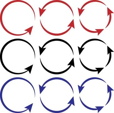 Circular Arrow Loop Set for Rotation, Cycle, and Process Concepts Stock Illustration