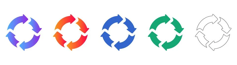 Circular Arrow Process Cycle Icons Stock Illustration