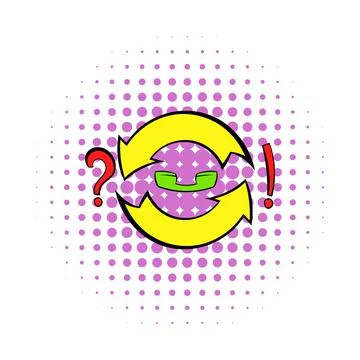 Circular arrow question and exclamation mark icon Stock Illustration