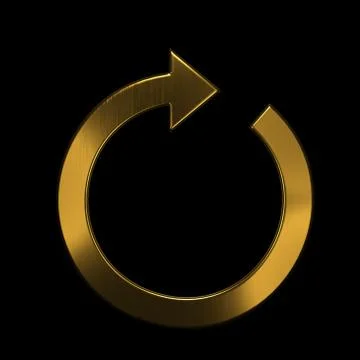 Circular Arrow Redo Gold 3D rendering Illustration Illustrazione stock