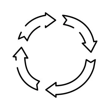 Circular arrow symbol forming a continuous cyclical process イラスト素材