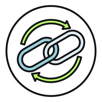 Circular arrows around chain link icon synchronizing connection 库存插图