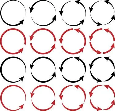 Circular Arrows Collection for Rotation Cycle and Process Direction Stock Illustration