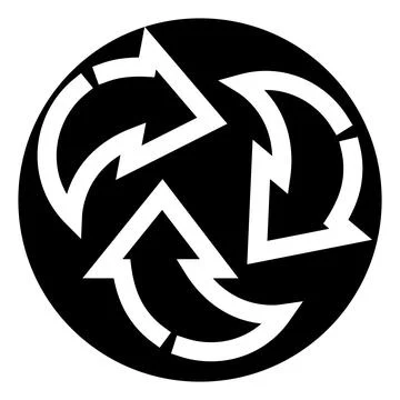 Circular arrows creating a recycle symbol in black Stock Illustration