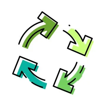 Circular arrows creating a recycling loop symbol Stockillustratie