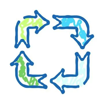Circular arrows creating recycling loop symbolizing process Illustrazione stock