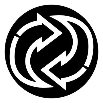 Circular arrows creating rotation feedback loop symbol Stock Illustration