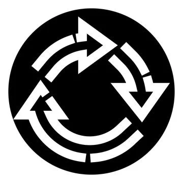 Circular arrows forming continuous cycle in black icon イラスト素材