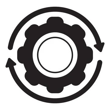 Circular arrows rotating around gear symbolizing workflow process イラスト素材