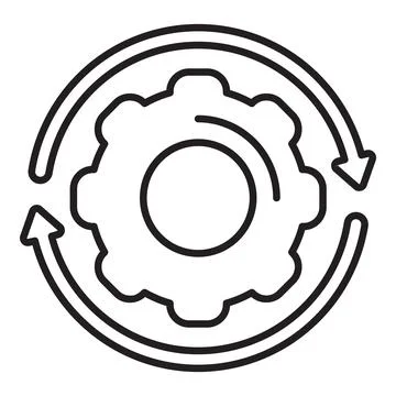 Circular arrows rotating around gear symbolizing continuous improvement proce Stock Illustration
