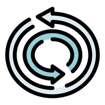 Circular arrows rotating, showing continuous cycle and return 스톡 일러스트