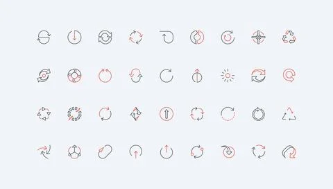 Circular arrows, round loop signs of refresh and recycle, loading progress line Stock Illustration