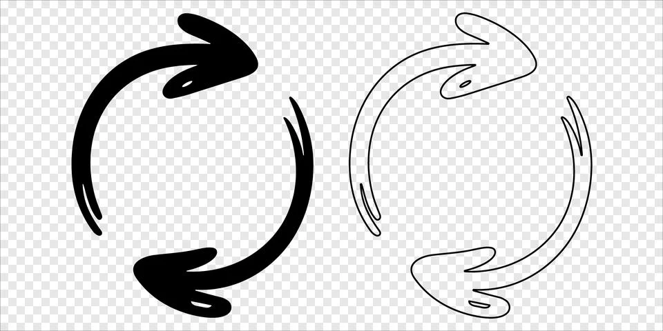 Circular arrows showing clockwise motion Silhouette and Outline イラスト素材