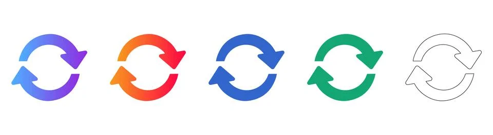 Circular Arrows Sync Icon Set Stock Illustration