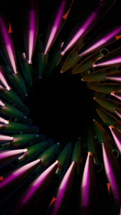 Circular Of Artillery Shells  Forming Deep Tunnel 02 4K Stock Footage 333290052