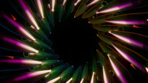 Circular Of Artillery Shells  Forming Deep Tunnel 01 4K Stock Footage 333399397