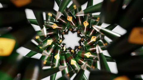Circular Of Artillery Shells Forming Deep Tunnel Stock Illustration