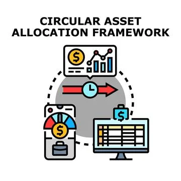 Circular asset allocation framework financial management concept Stock Illustration