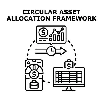 Circular asset allocation framework financial management concept Stock Illustration