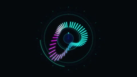 Circular audio spectrum equalizer animation with sound waves on black background Vidéo 345628462