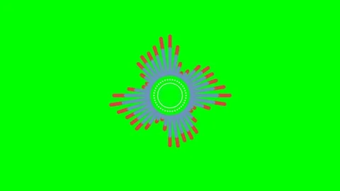 Circular audio spectrum visualizer animation on a solid green background 動画素材 340903774