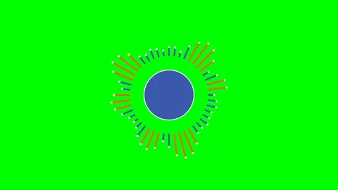 Circular audio spectrum visualizer with blue center on green background Stock Footage 341838970